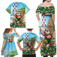 Hawaii Christmas Santa Claus Family Matching Off Shoulder Maxi Dress and Hawaiian Shirt Mele Kalikimaka Tropical Beach