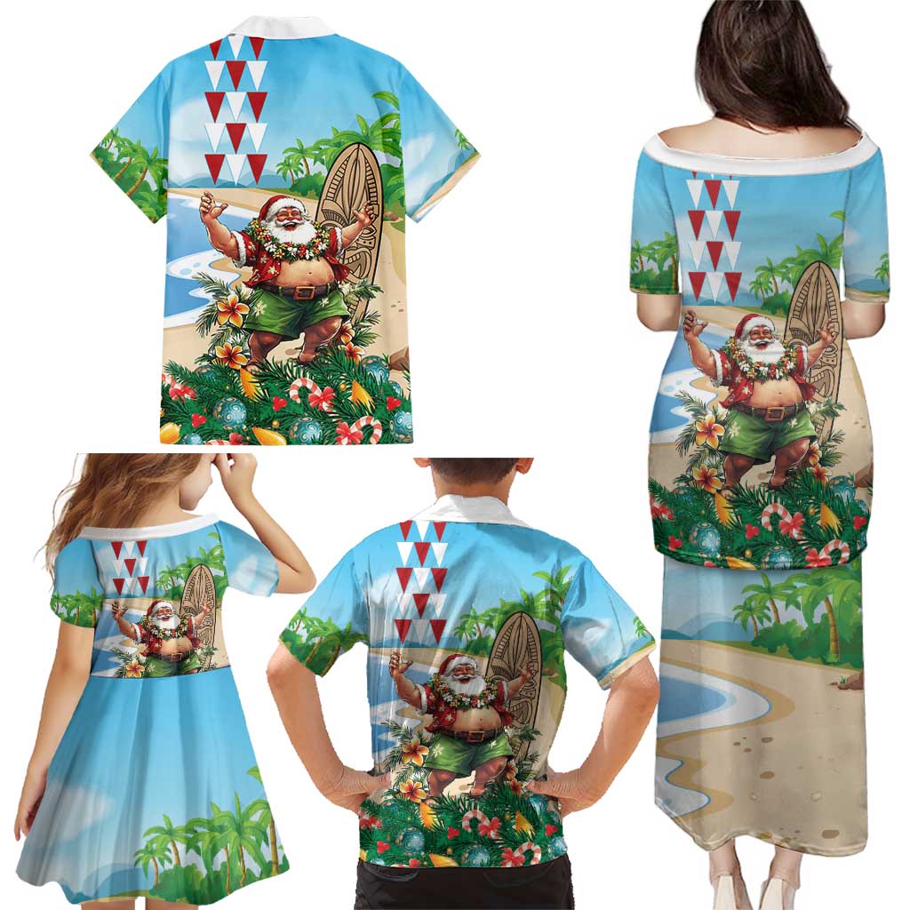 Hawaii Christmas Santa Claus Family Matching Puletasi and Hawaiian Shirt Mele Kalikimaka Tropical Beach