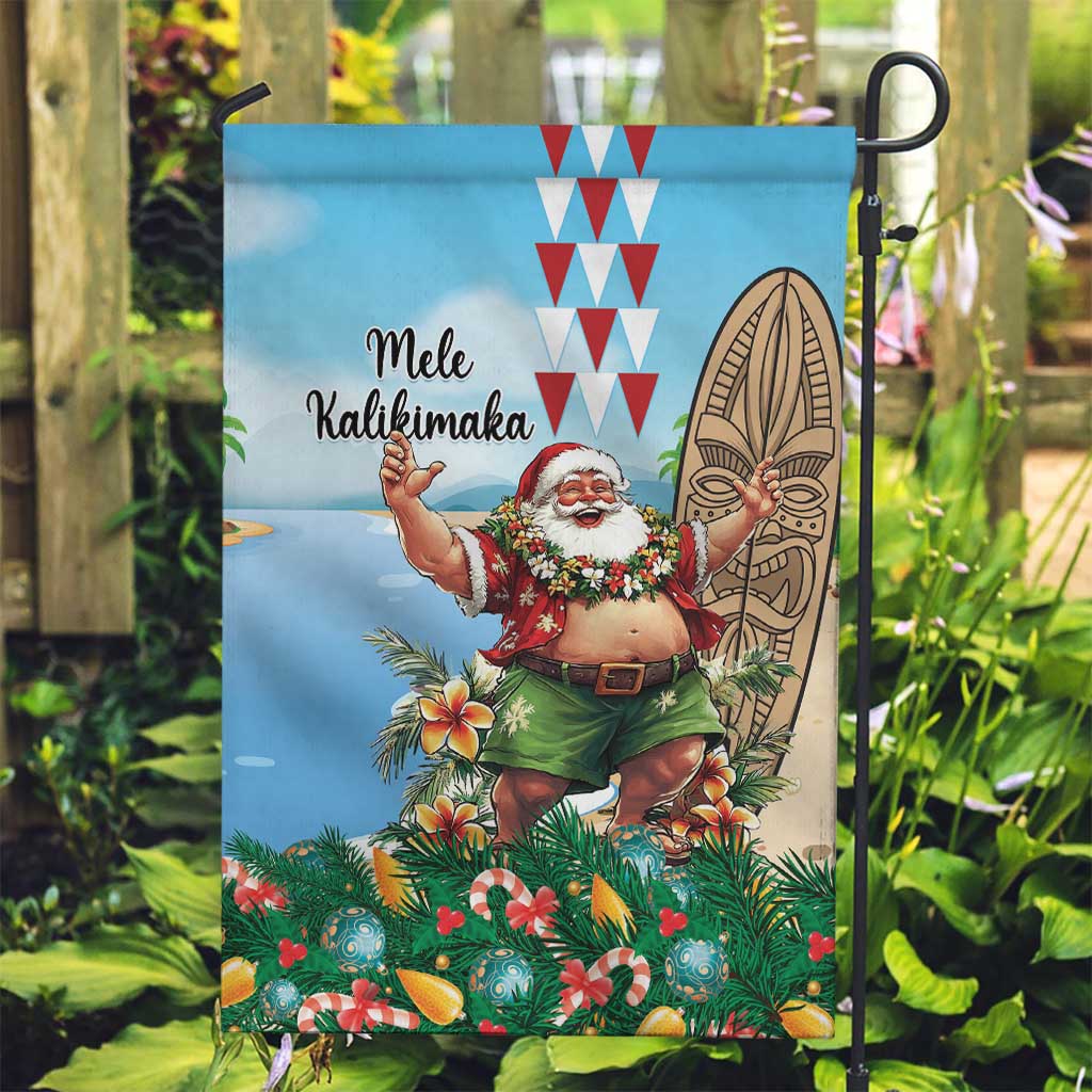 Hawaii Christmas Santa Claus Garden Flag Mele Kalikimaka Tropical Beach LT01 Garden Flag Art - Polynesian Pride