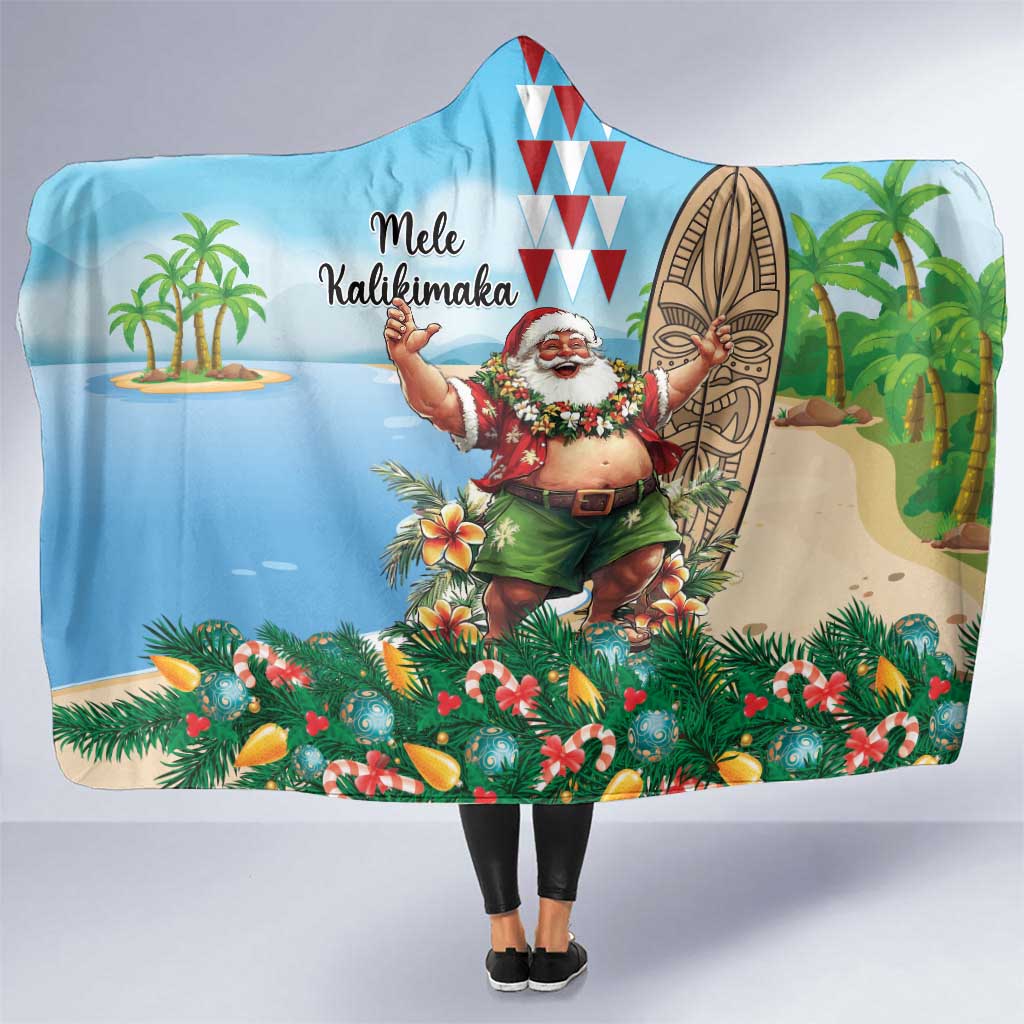 Hawaii Christmas Santa Claus Hooded Blanket Mele Kalikimaka Tropical Beach LT01 One Size Art - Polynesian Pride