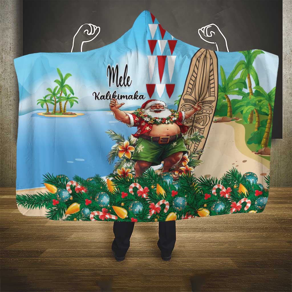 Hawaii Christmas Santa Claus Hooded Blanket Mele Kalikimaka Tropical Beach LT01 - Polynesian Pride
