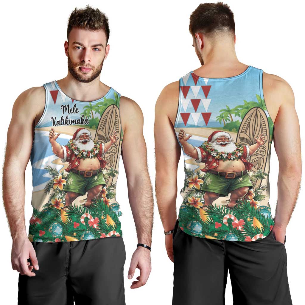 Hawaii Christmas Santa Claus Men Tank Top Mele Kalikimaka Tropical Beach