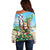 Hawaii Christmas Santa Claus Off Shoulder Sweater Mele Kalikimaka Tropical Beach