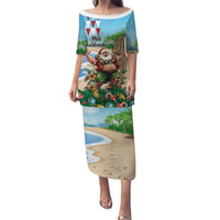 Hawaii Christmas Santa Claus Puletasi Mele Kalikimaka Tropical Beach LT01 Long Dress Art - Polynesian Pride