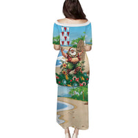 Hawaii Christmas Santa Claus Puletasi Mele Kalikimaka Tropical Beach LT01 - Polynesian Pride