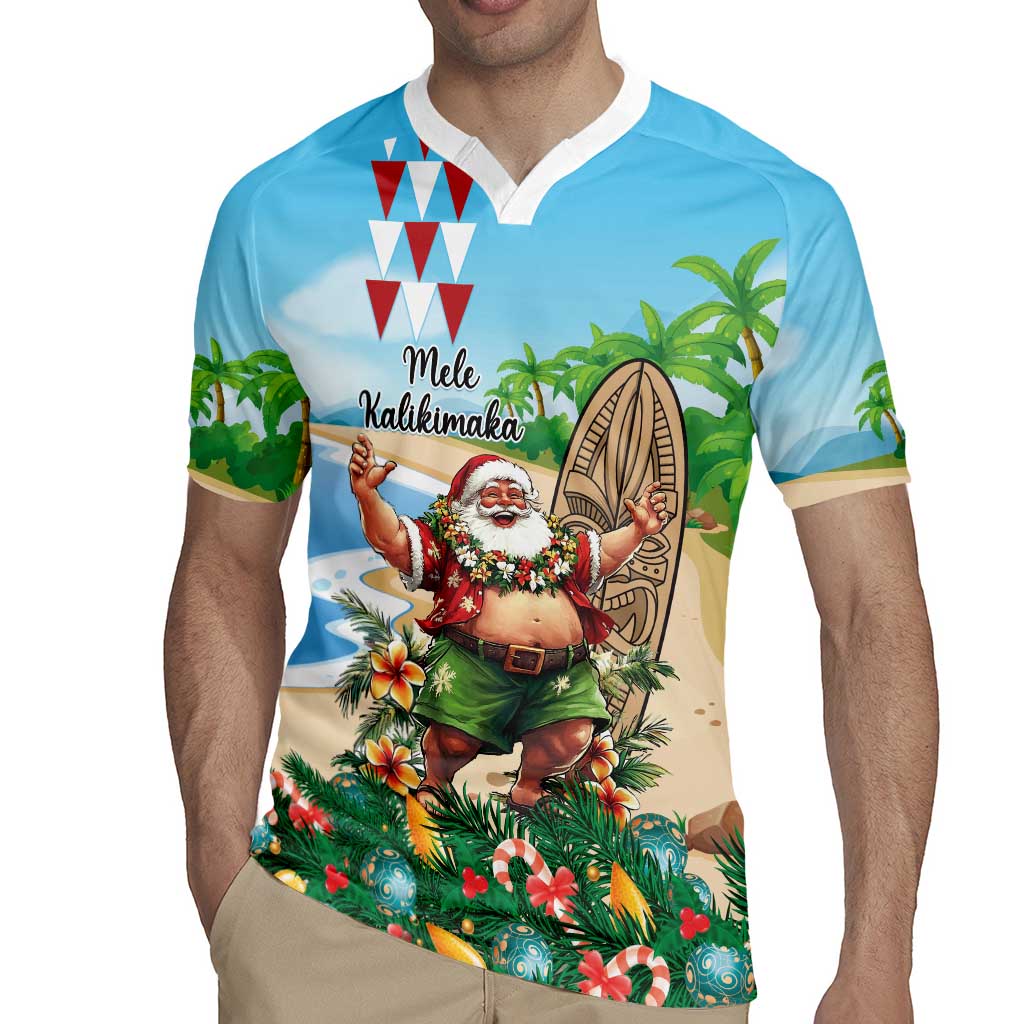 Hawaii Christmas Santa Claus Rugby Jersey Mele Kalikimaka Tropical Beach LT01 - Polynesian Pride
