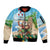 Hawaii Christmas Santa Claus Sleeve Zip Bomber Jacket Mele Kalikimaka Tropical Beach