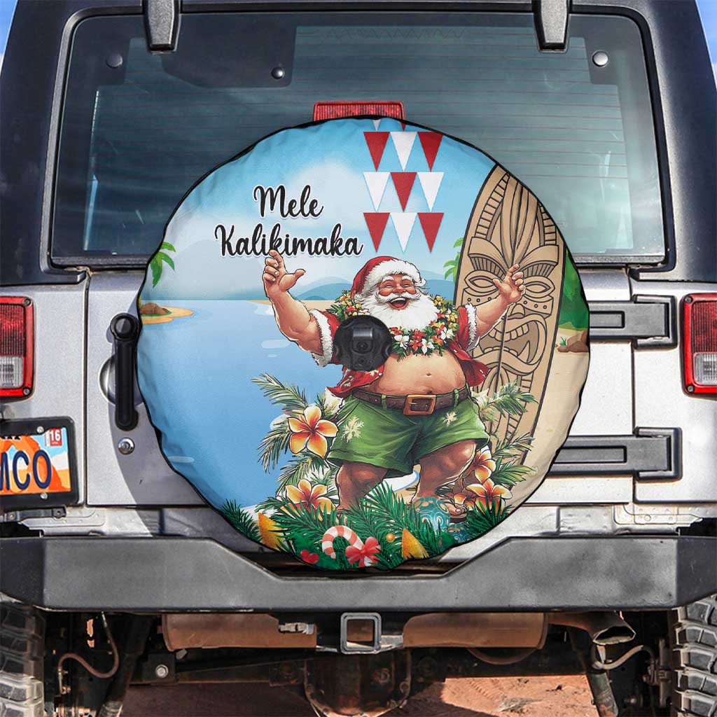 Hawaii Christmas Santa Claus Spare Tire Cover Mele Kalikimaka Tropical Beach