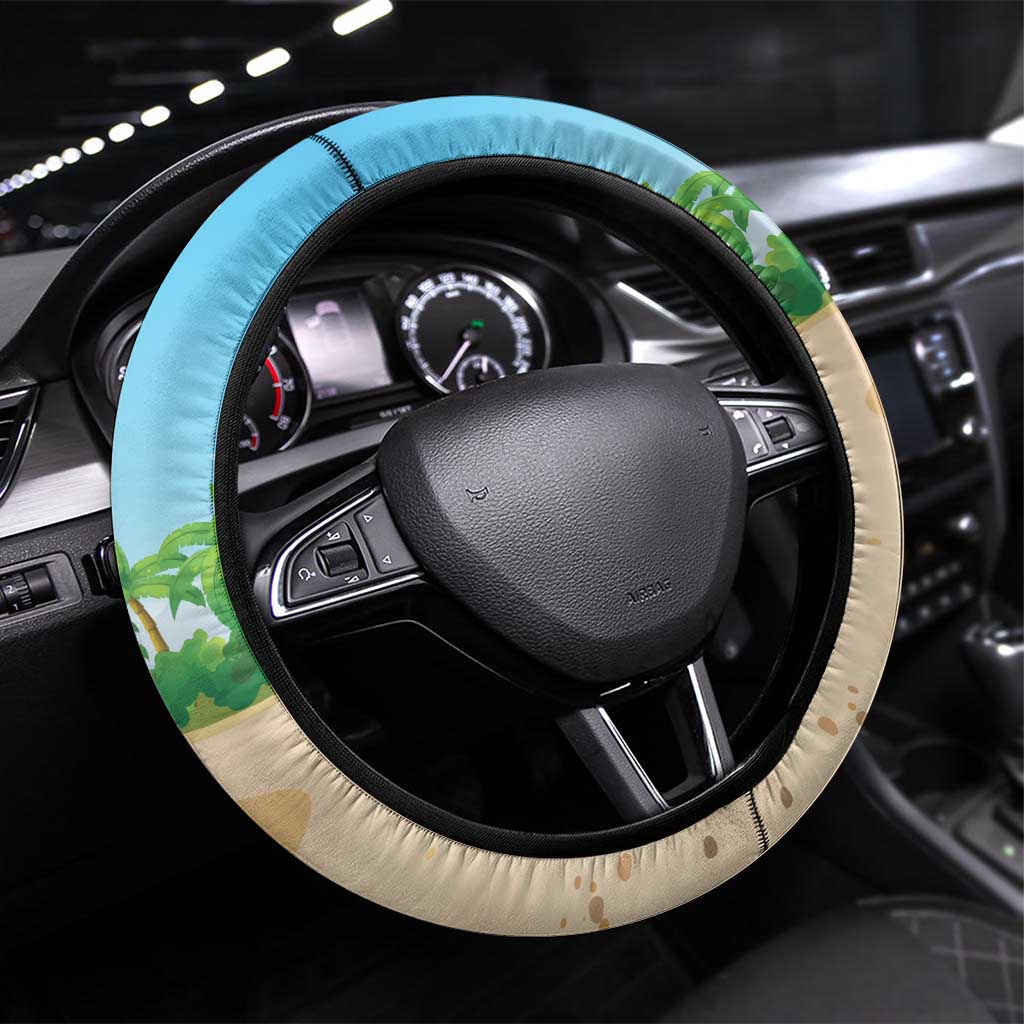 Hawaii Christmas Santa Claus Steering Wheel Cover Mele Kalikimaka Tropical Beach