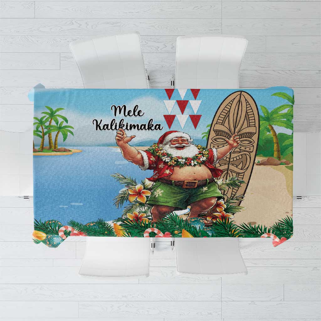 Hawaii Christmas Santa Claus Tablecloth Mele Kalikimaka Tropical Beach LT01 Art - Polynesian Pride