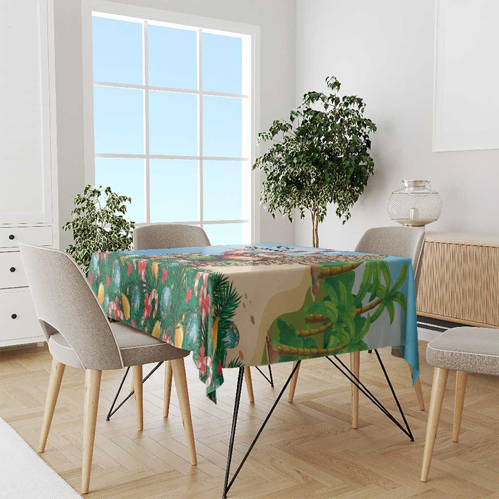 Hawaii Christmas Santa Claus Tablecloth Mele Kalikimaka Tropical Beach LT01 - Polynesian Pride