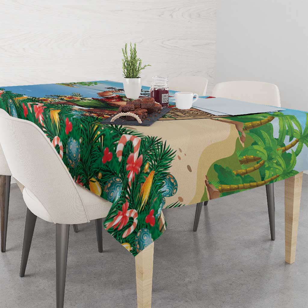 Hawaii Christmas Santa Claus Tablecloth Mele Kalikimaka Tropical Beach LT01 - Polynesian Pride
