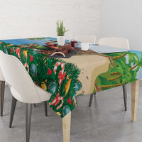 Hawaii Christmas Santa Claus Tablecloth Mele Kalikimaka Tropical Beach LT01 - Polynesian Pride