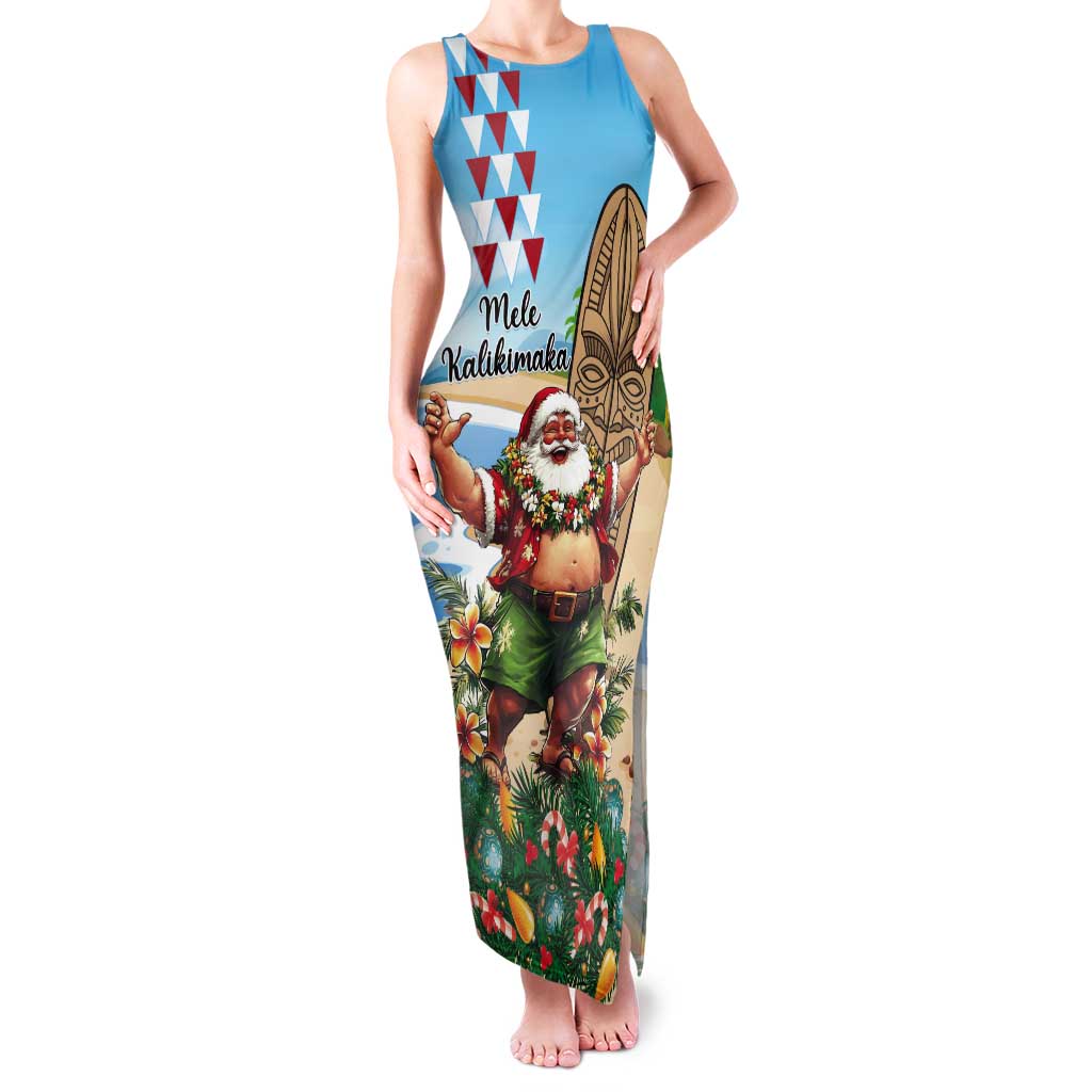 Hawaii Christmas Santa Claus Tank Maxi Dress Mele Kalikimaka Tropical Beach LT01 Women Art - Polynesian Pride