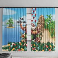 Hawaii Christmas Santa Claus Window Curtain Mele Kalikimaka Tropical Beach LT01 With Hooks Art - Polynesian Pride