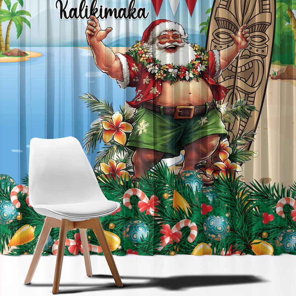 Hawaii Christmas Santa Claus Window Curtain Mele Kalikimaka Tropical Beach LT01 - Polynesian Pride