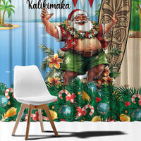 Hawaii Christmas Santa Claus Window Curtain Mele Kalikimaka Tropical Beach LT01 - Polynesian Pride