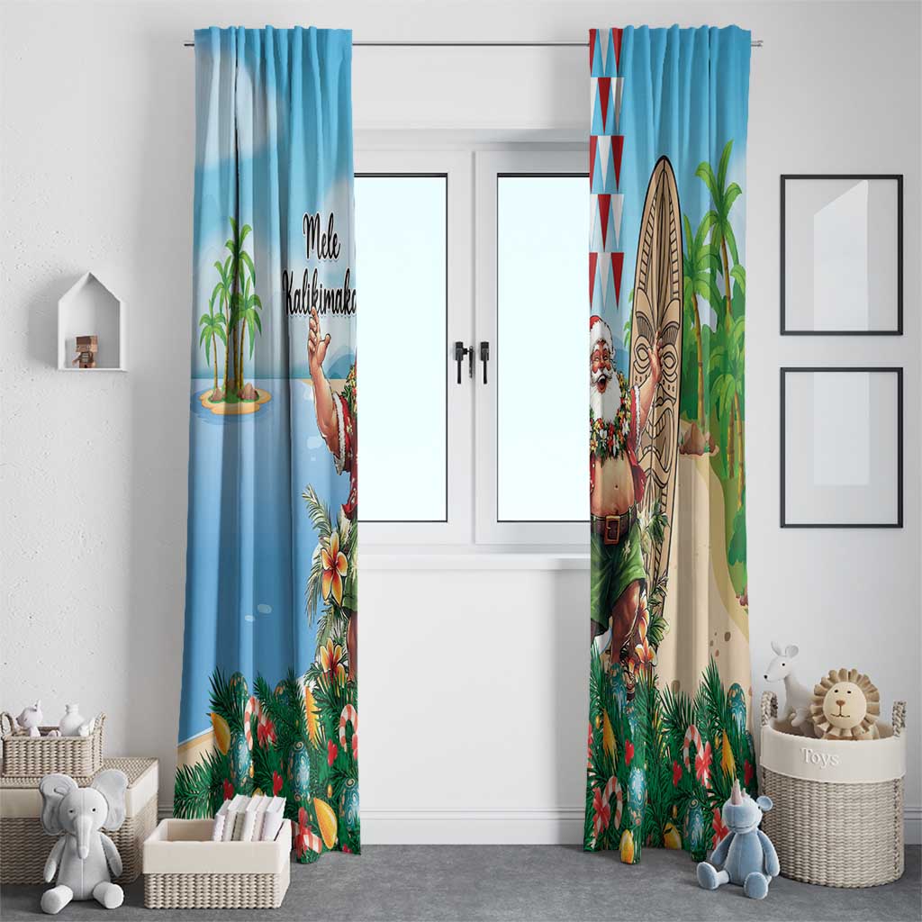 Hawaii Christmas Santa Claus Window Curtain Mele Kalikimaka Tropical Beach LT01 - Polynesian Pride