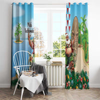 Hawaii Christmas Santa Claus Window Curtain Mele Kalikimaka Tropical Beach LT01 - Polynesian Pride