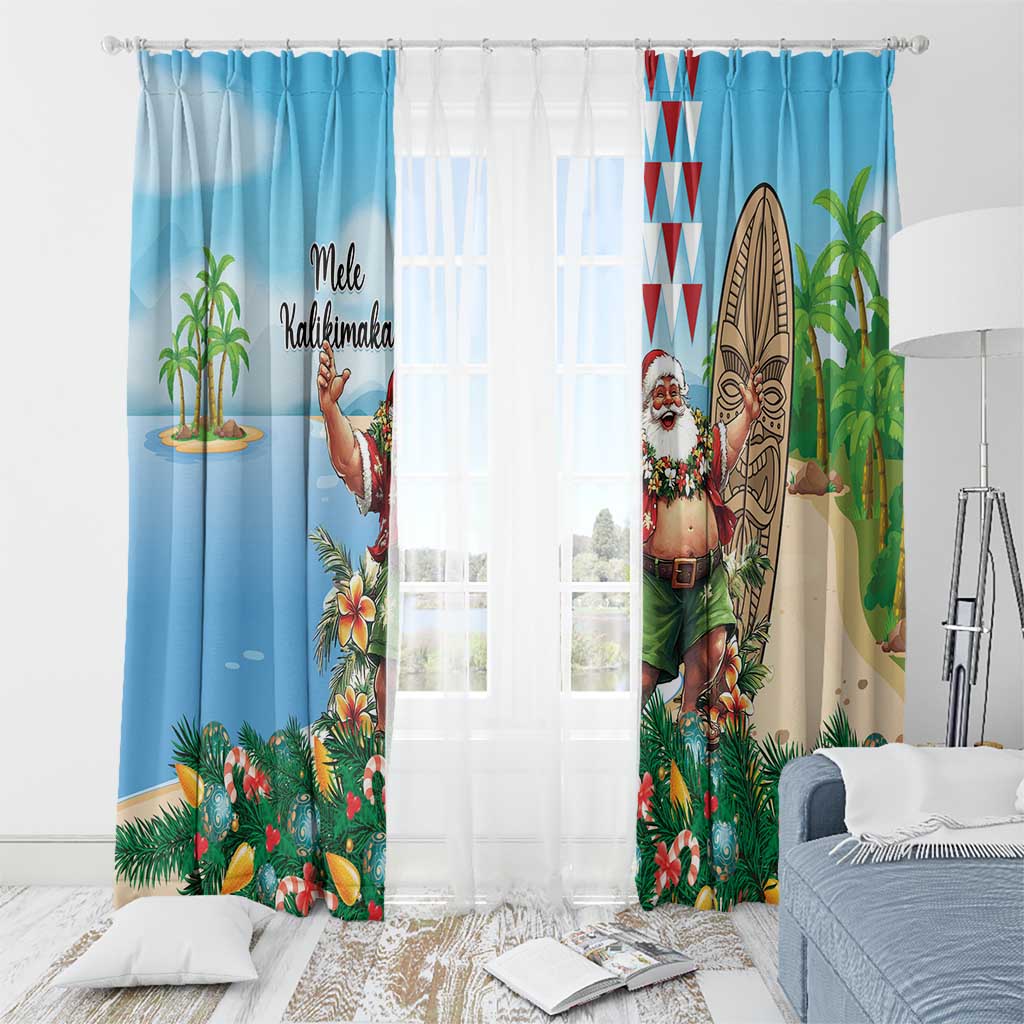Hawaii Christmas Santa Claus Window Curtain Mele Kalikimaka Tropical Beach LT01 - Polynesian Pride