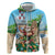 Hawaii Christmas Santa Claus Zip Hoodie Mele Kalikimaka Tropical Beach