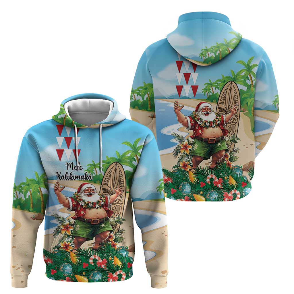 Hawaii Christmas Santa Claus Zip Hoodie Mele Kalikimaka Tropical Beach