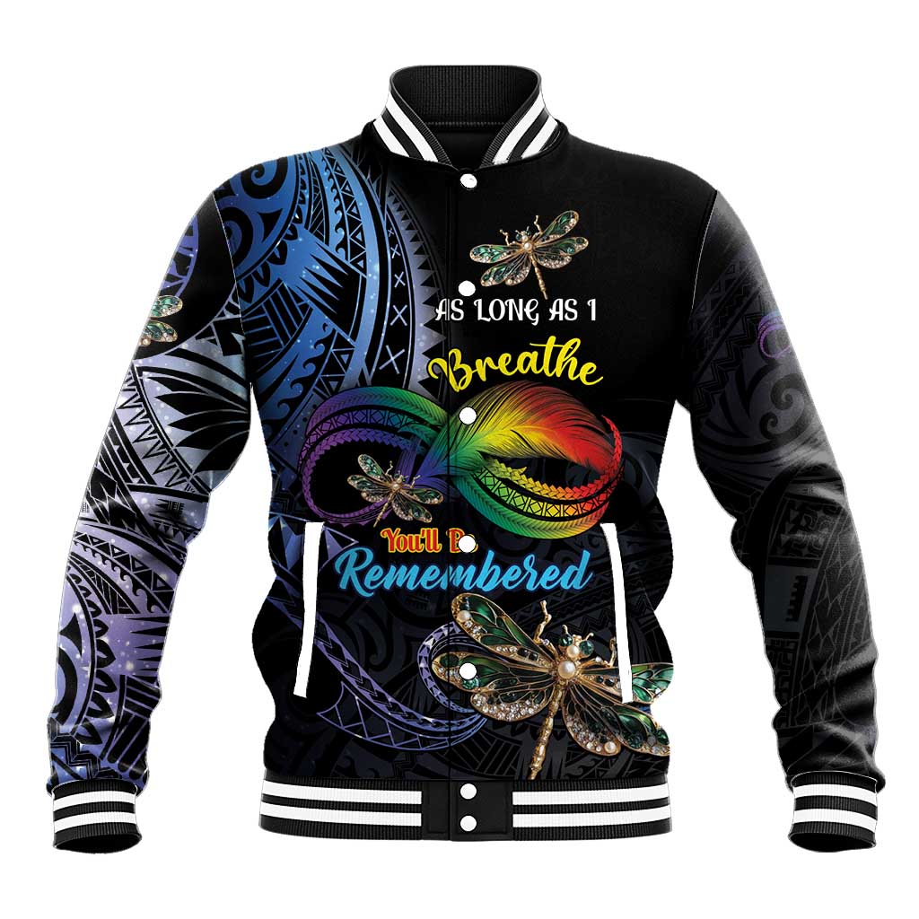 Personalised Polynesian Memorial Baseball Jacket As Long As I Breathe You'll Be Remembered