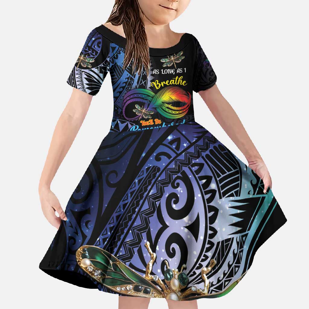 Personalised Polynesian Memorial Family Matching Long Sleeve Bodycon Dress and Hawaiian Shirt As Long As I Breathe You'll Be Remembered