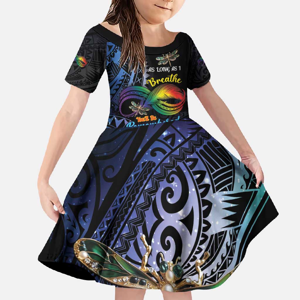 Personalised Polynesian Memorial Family Matching Off Shoulder Maxi Dress and Hawaiian Shirt As Long As I Breathe You'll Be Remembered