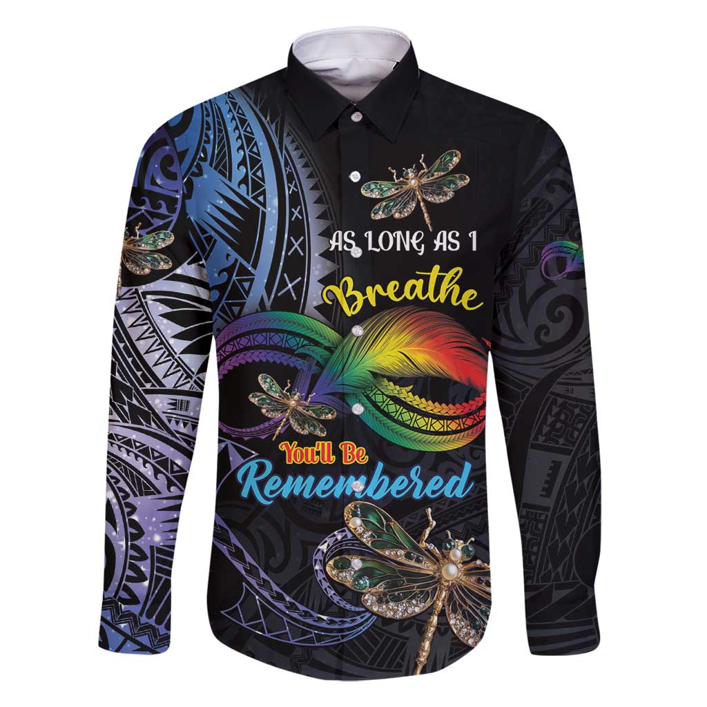 Personalised Polynesian Memorial Family Matching Tank Maxi Dress and Hawaiian Shirt As Long As I Breathe You'll Be Remembered