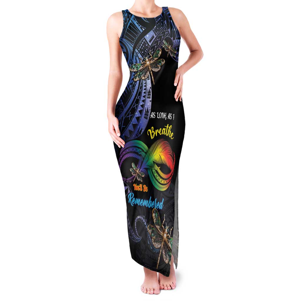 Personalised Polynesian Memorial Family Matching Tank Maxi Dress and Hawaiian Shirt As Long As I Breathe You'll Be Remembered