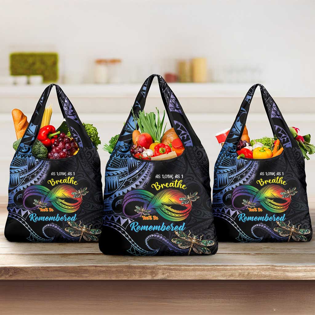 Polynesian Memorial Grocery Bag As Long As I Breathe You'll Be Remembered LT01 3-pack One Size Colorful - Polynesian Pride