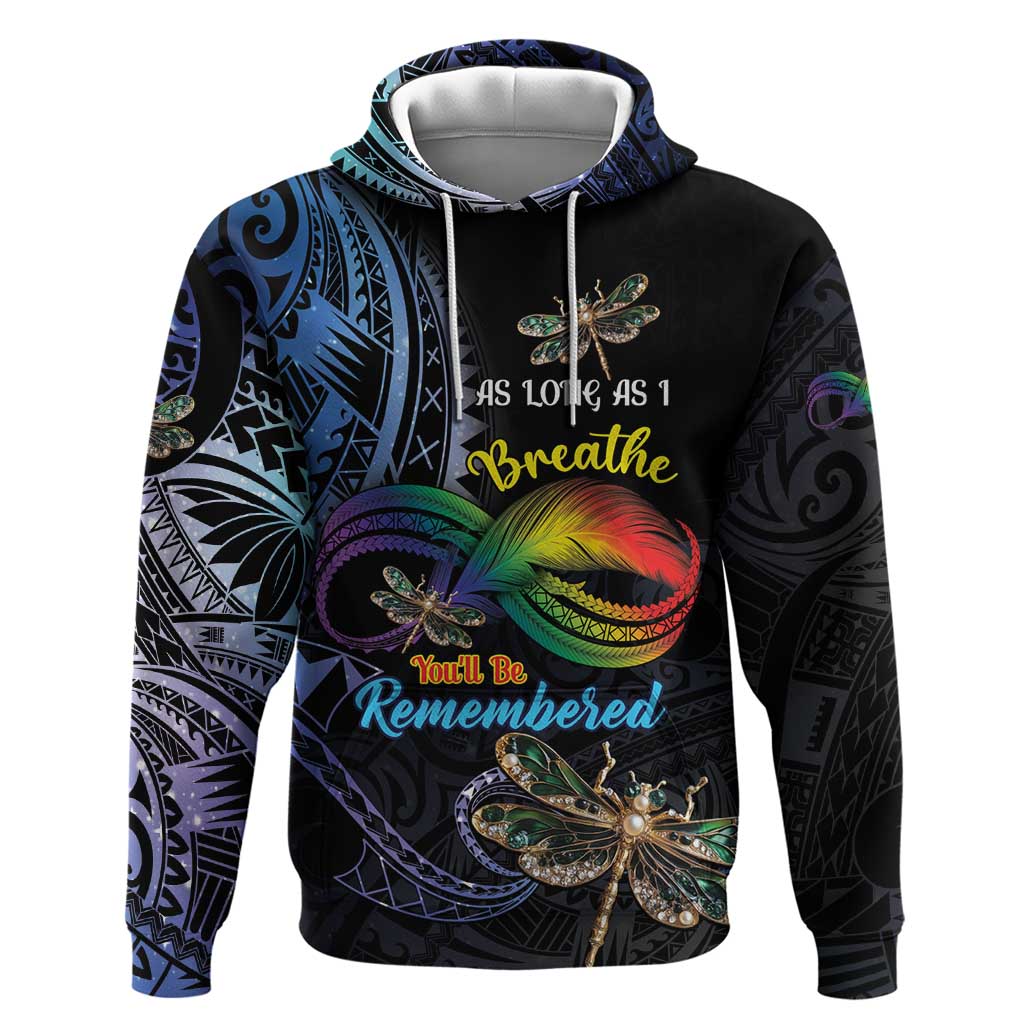 Personalised Polynesian Memorial Hoodie As Long As I Breathe You'll Be Remembered