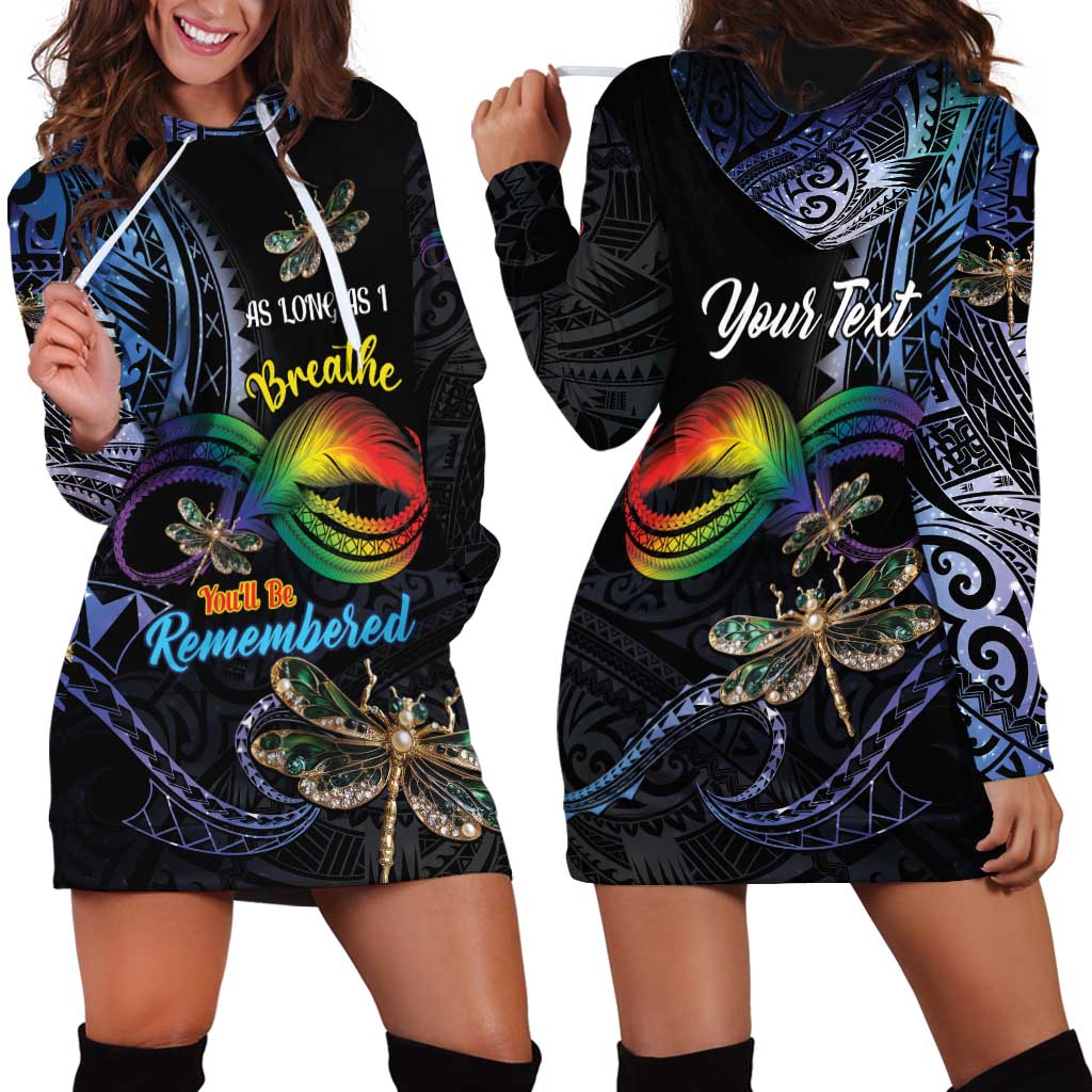 Personalised Polynesian Memorial Hoodie Dress As Long As I Breathe You'll Be Remembered LT01 - Polynesian Pride
