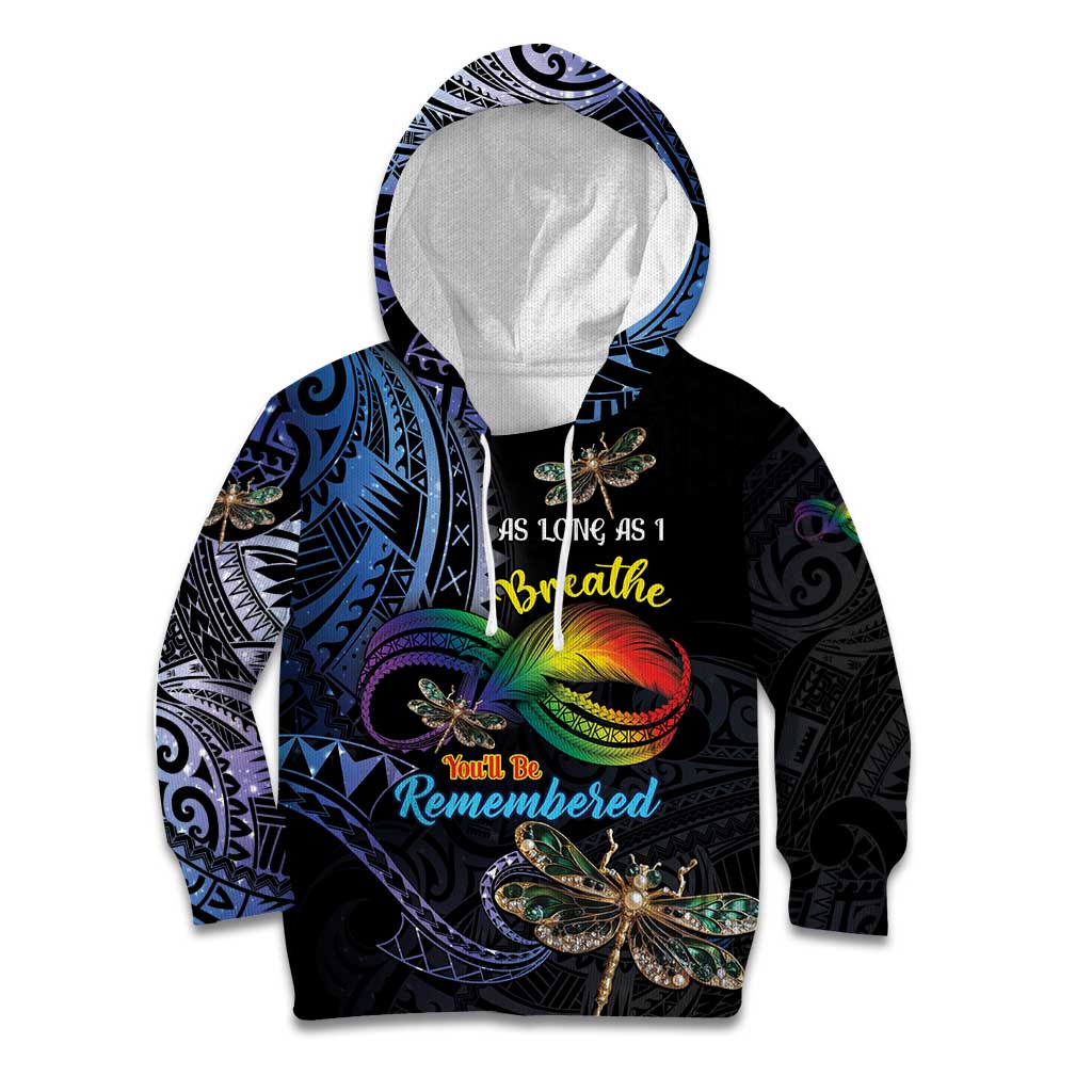 Personalised Polynesian Memorial Kid Hoodie As Long As I Breathe You'll Be Remembered