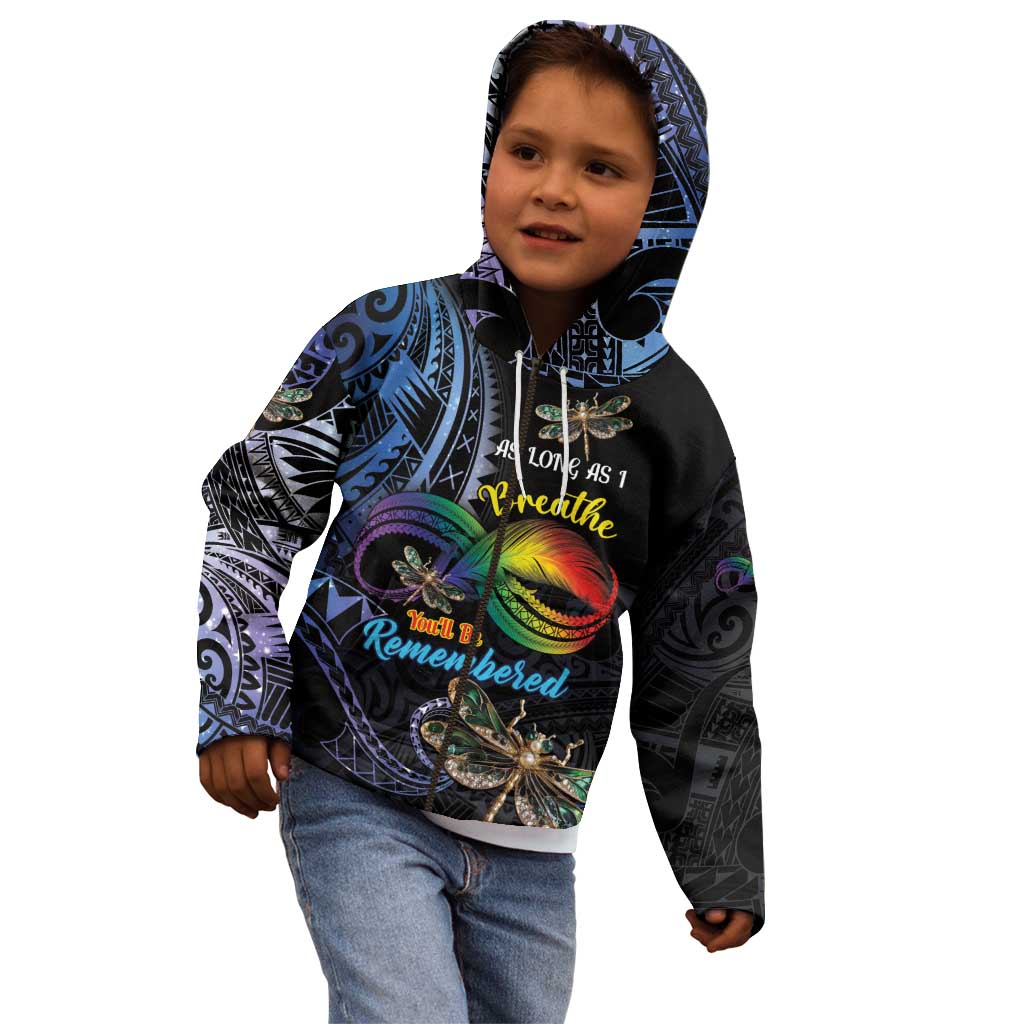 Personalised Polynesian Memorial Kid Hoodie As Long As I Breathe You'll Be Remembered