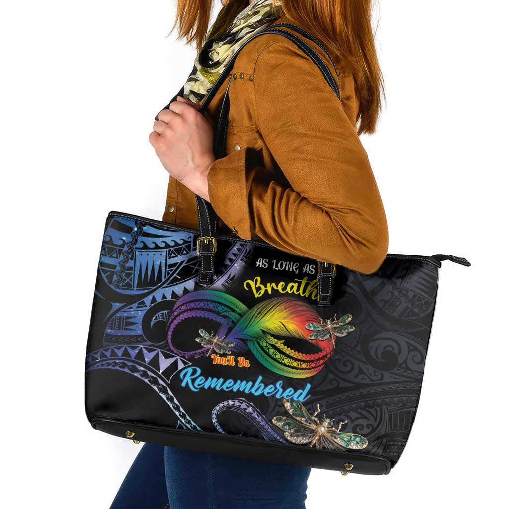 Polynesian Memorial Leather Tote Bag As Long As I Breathe You'll Be Remembered LT01 Colorful - Polynesian Pride