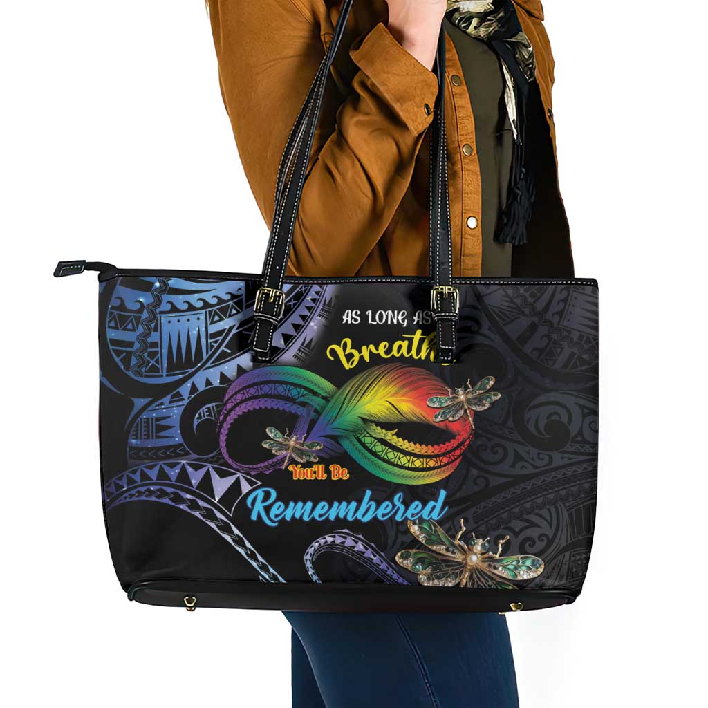 Polynesian Memorial Leather Tote Bag As Long As I Breathe You'll Be Remembered LT01 - Polynesian Pride