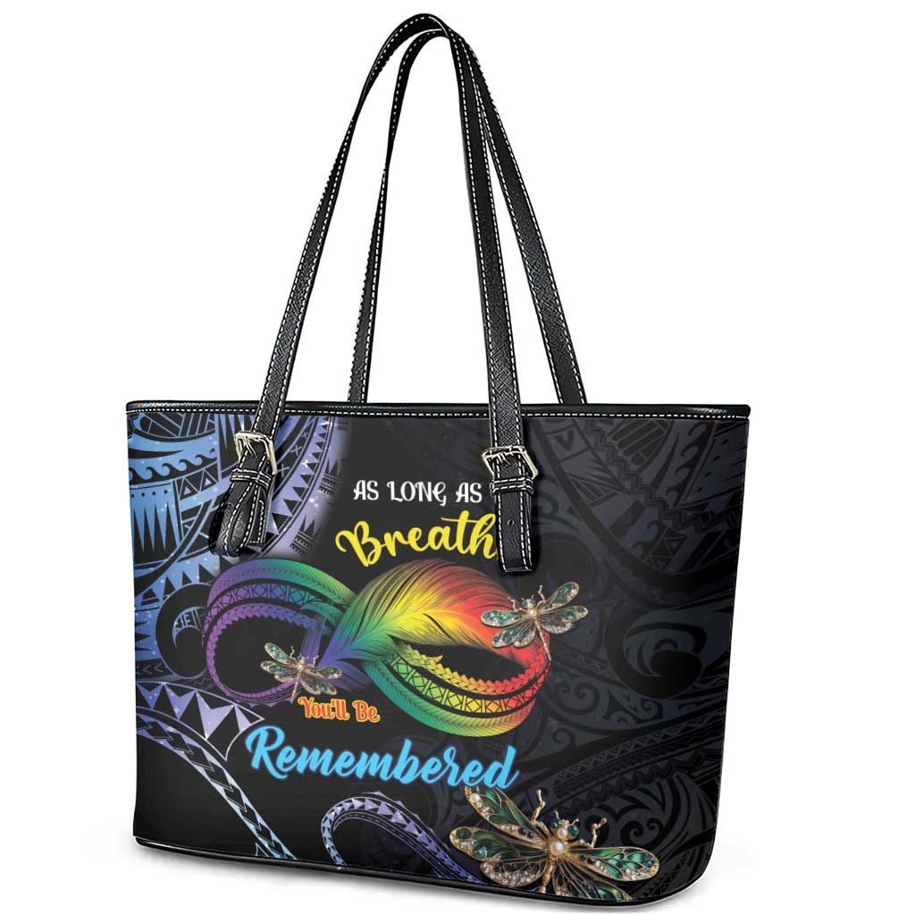 Polynesian Memorial Leather Tote Bag As Long As I Breathe You'll Be Remembered LT01 - Polynesian Pride