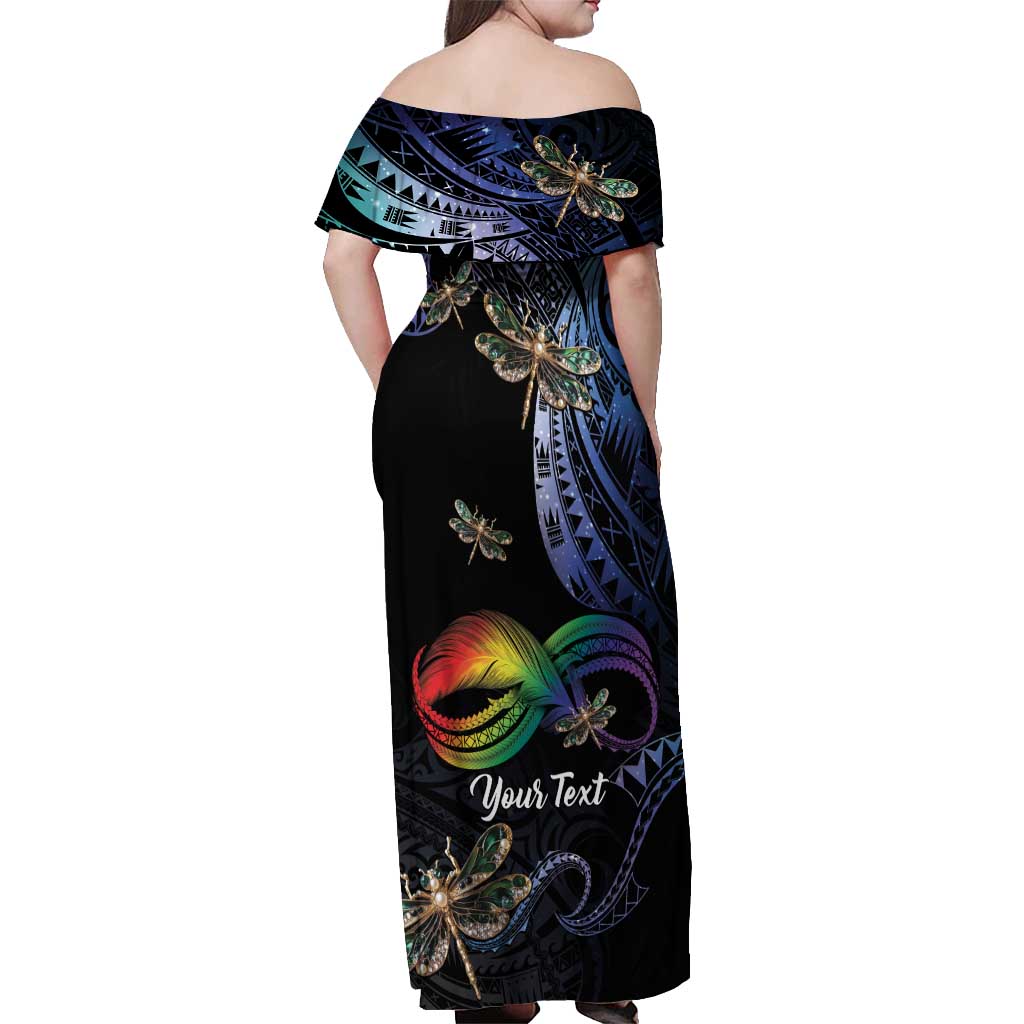 Personalised Polynesian Memorial Off Shoulder Maxi Dress As Long As I Breathe You'll Be Remembered LT01 - Polynesian Pride