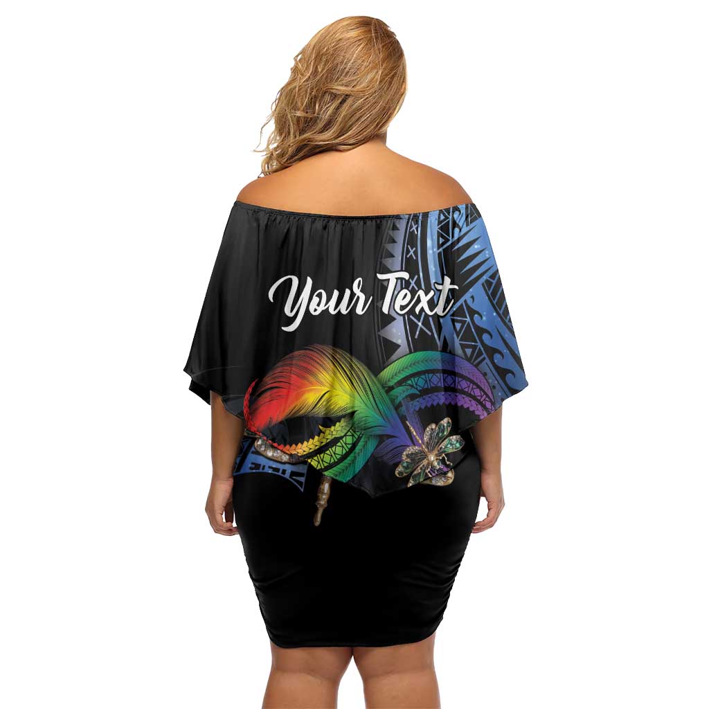 Personalised Polynesian Memorial Off Shoulder Short Dress As Long As I Breathe You'll Be Remembered LT01 - Polynesian Pride