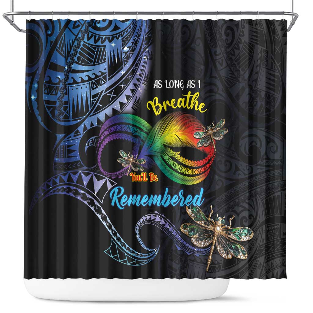 Polynesian Memorial Shower Curtain As Long As I Breathe You'll Be Remembered