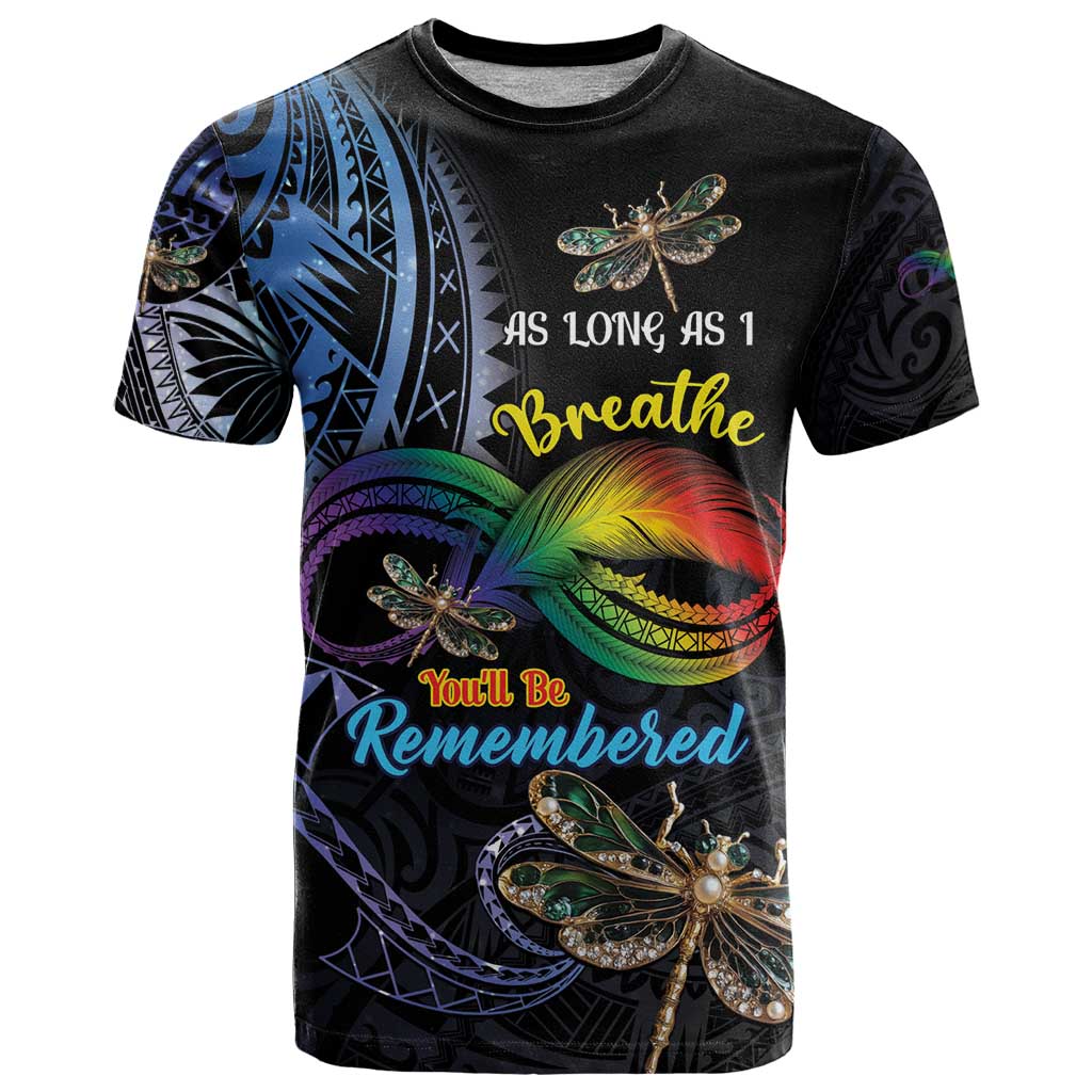 Personalised Polynesian Memorial T Shirt As Long As I Breathe You'll Be Remembered LT01 Colorful - Polynesian Pride