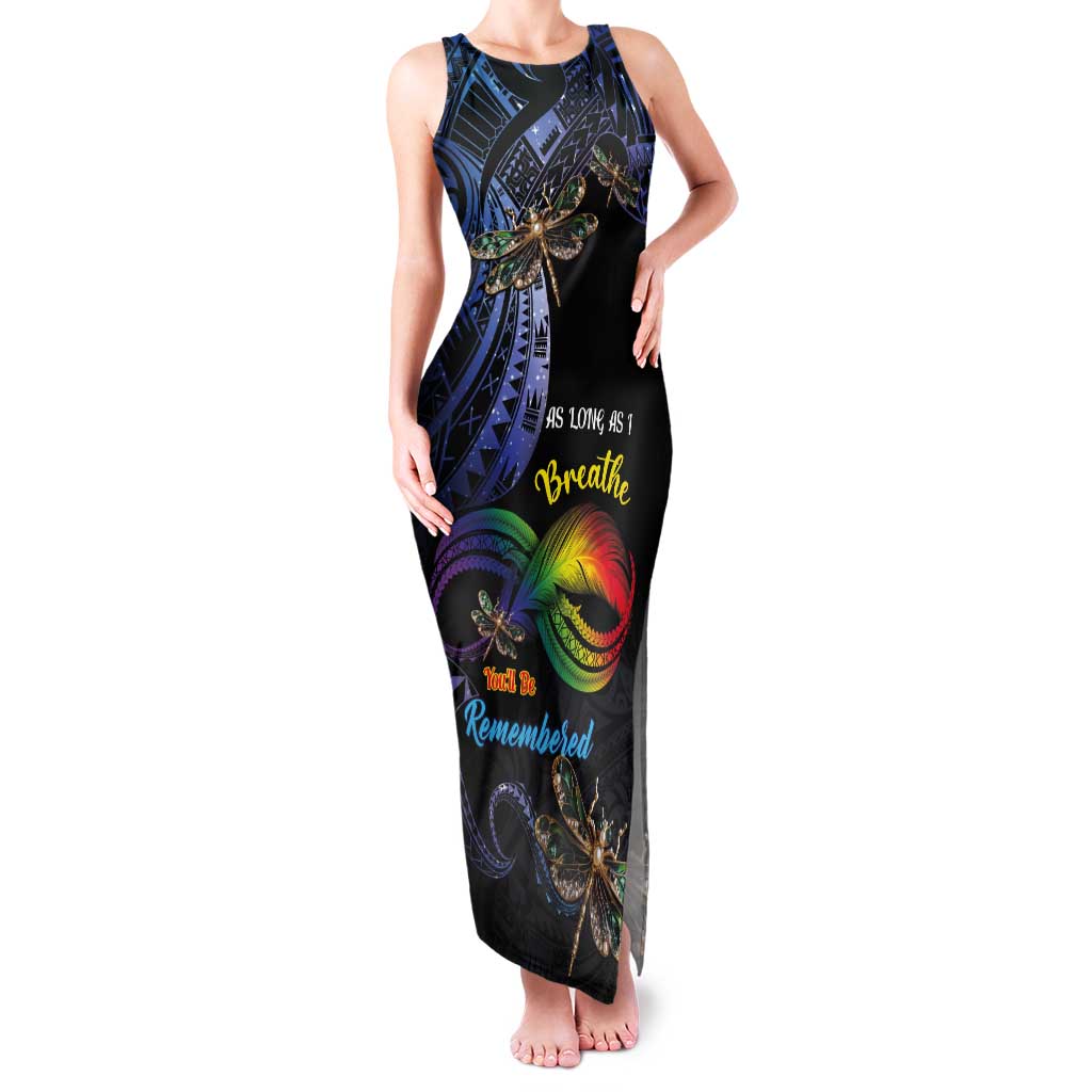 Personalised Polynesian Memorial Tank Maxi Dress As Long As I Breathe You'll Be Remembered LT01 Women Colorful - Polynesian Pride