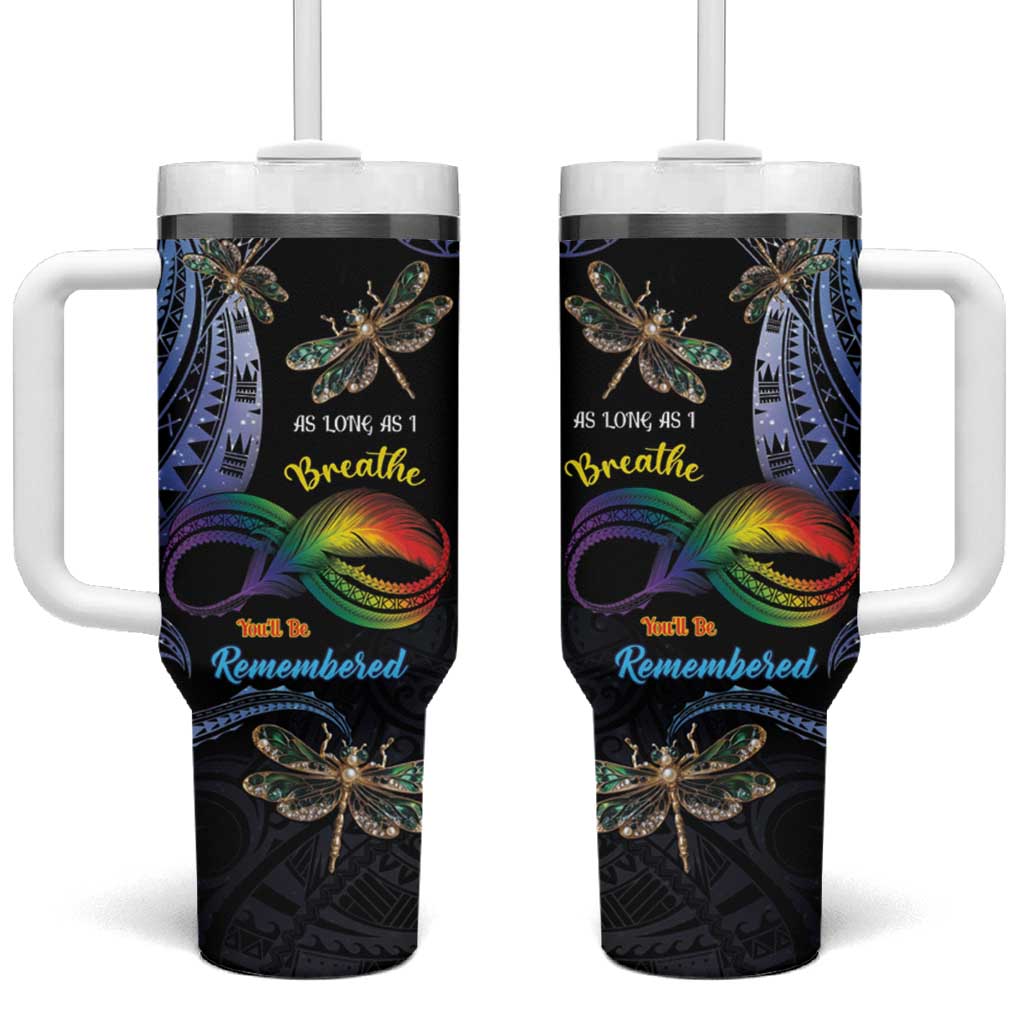 Personalised Polynesian Memorial Tumbler With Handle As Long As I Breathe You'll Be Remembered LT01 One Size: 40 oz Colorful - Polynesian Pride
