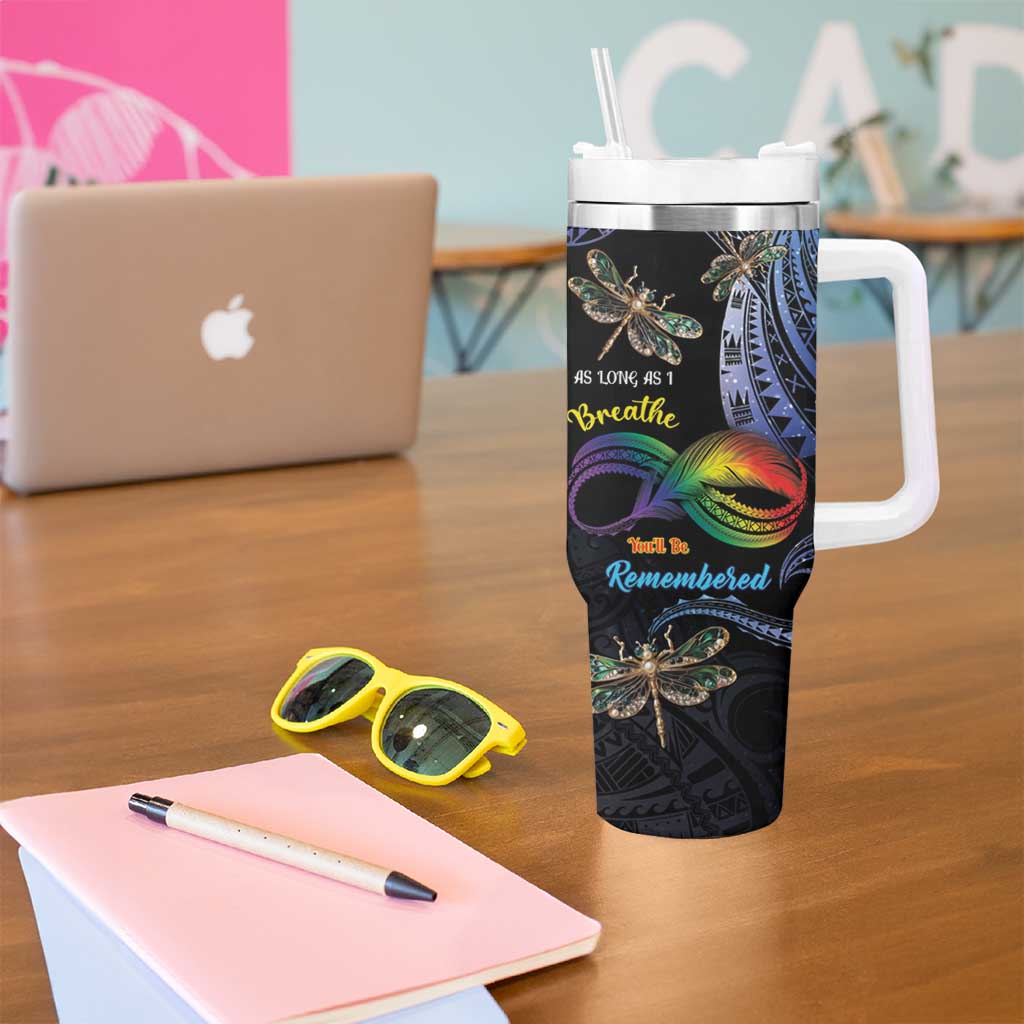 Personalised Polynesian Memorial Tumbler With Handle As Long As I Breathe You'll Be Remembered LT01 - Polynesian Pride