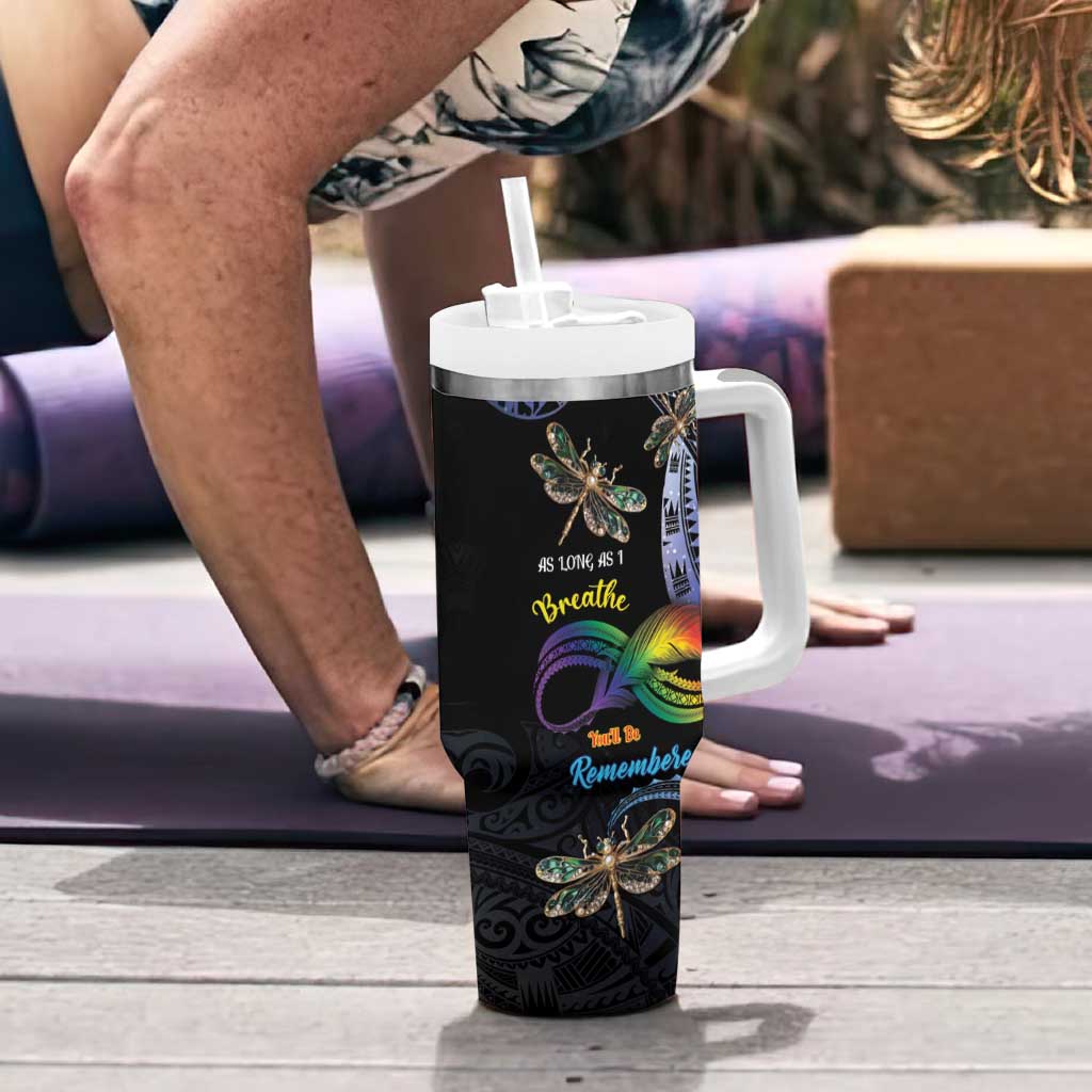 Personalised Polynesian Memorial Tumbler With Handle As Long As I Breathe You'll Be Remembered LT01 - Polynesian Pride