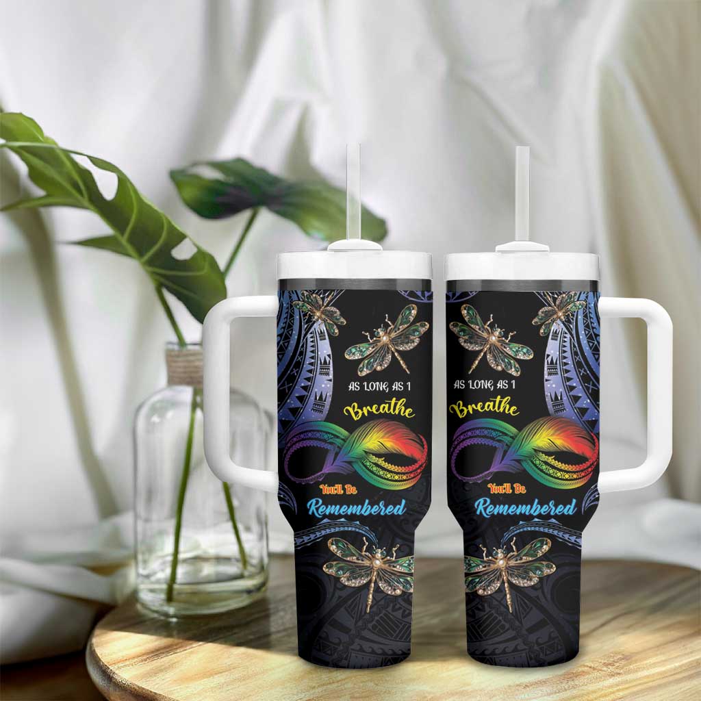 Personalised Polynesian Memorial Tumbler With Handle As Long As I Breathe You'll Be Remembered LT01 - Polynesian Pride