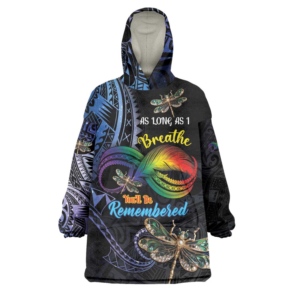 Personalised Polynesian Memorial Wearable Blanket Hoodie As Long As I Breathe You'll Be Remembered