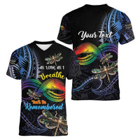Personalised Polynesian Memorial Women V-Neck T-Shirt As Long As I Breathe You'll Be Remembered LT01 - Polynesian Pride